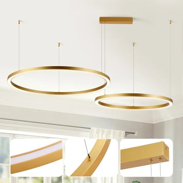 Brilagi - lustru LED dimmabil suspendat pe cablu PORTOFINO LED/98W/230V auriu + telecomandă