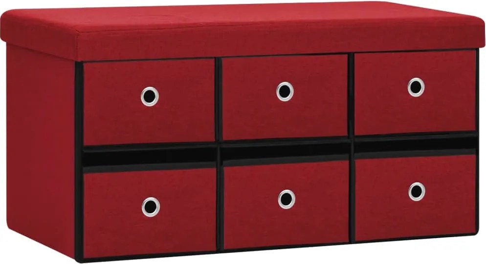vidaXL Bancă depozitare pliabilă, roşu vin, 76x38x38 cm imitație pânză
