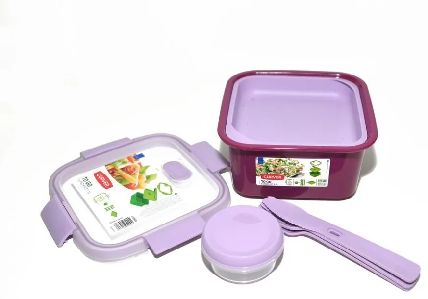 Cutie de călătorie cu tacâmuri SMART TO GO 1,1L - violet