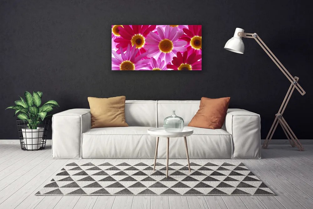 Tablou pe panza canvas Flori Floral galben roz