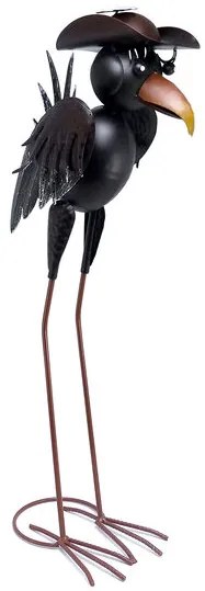 Decoratiune gradina, metalica, corb, 14x20x66 cm