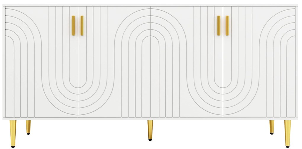 Comodă elegantă cu design unic cu valuri, Alb | Aosom Romania