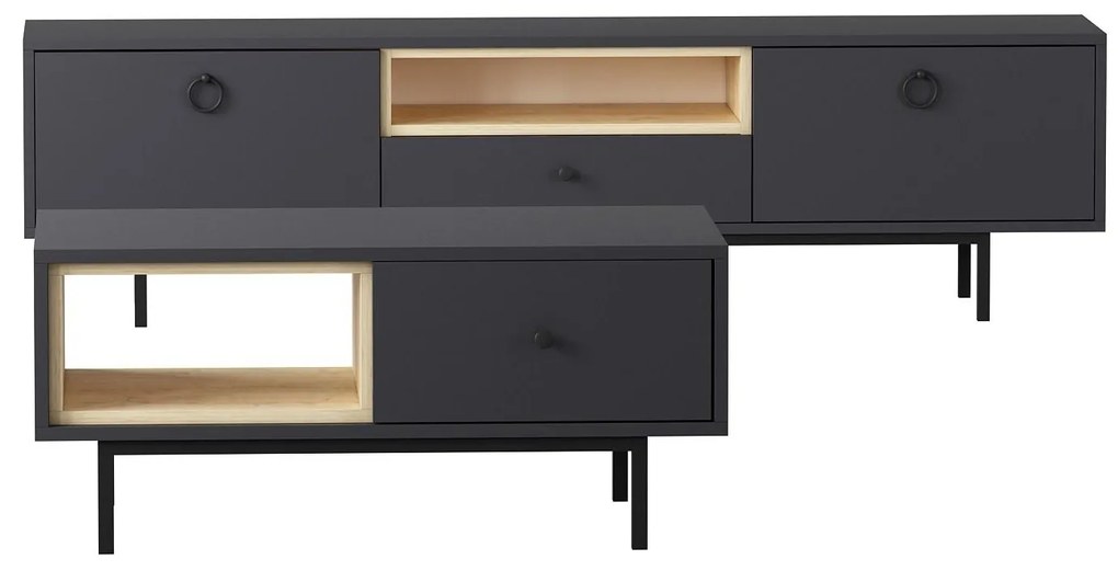 Mobilier living Norbie (antracit + Stejar zafir). 1088955