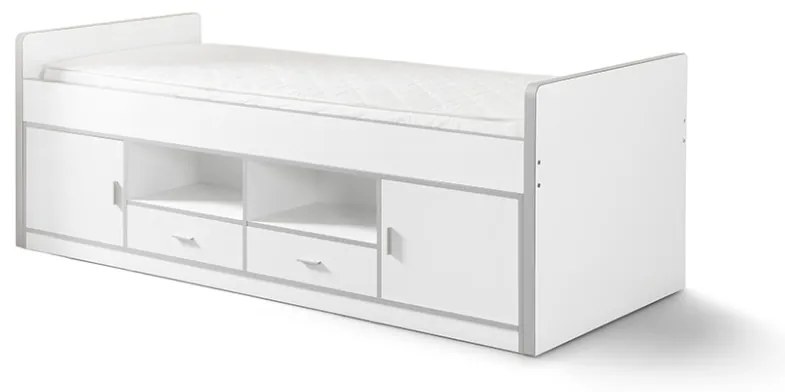 Pat cu Spații de Depozitare , Alb (PAL și MDF) Bonny – Vipack
