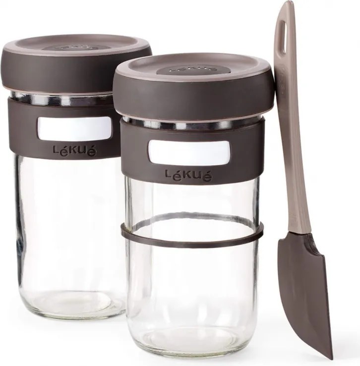 Set recipiente dospire paine Lekue 1010175, 3 piese, 9,3 x 9,3 x 17 cm, -20/+80 °C, Maro