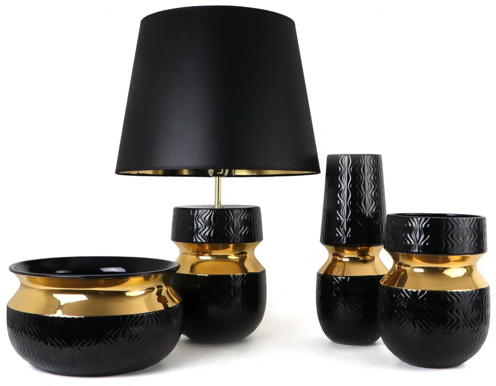 Set 1 Lampa cu 2 Vaze si 1 Bol DALLAS, ceramica, 26 37 26 14 cm