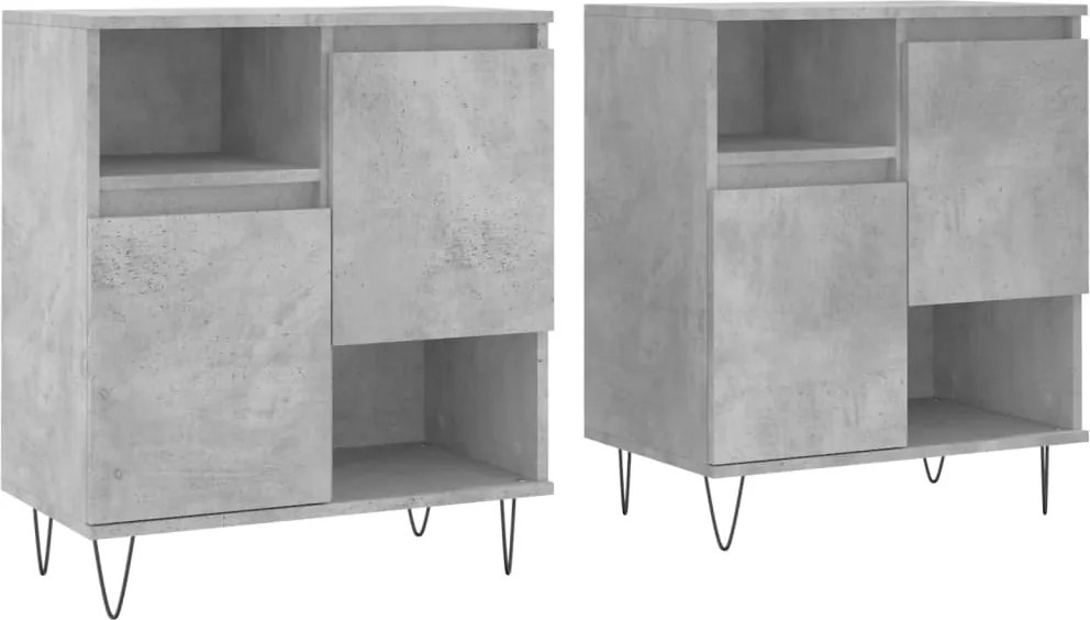 vidaXL Servante, 2 piese, gri beton, lemn prelucrat