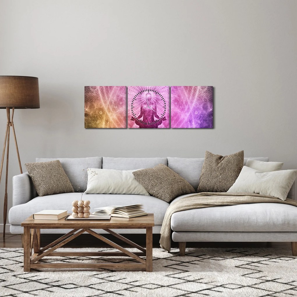 Tablou - Aura de meditație (cu ceas) (90x30 cm)