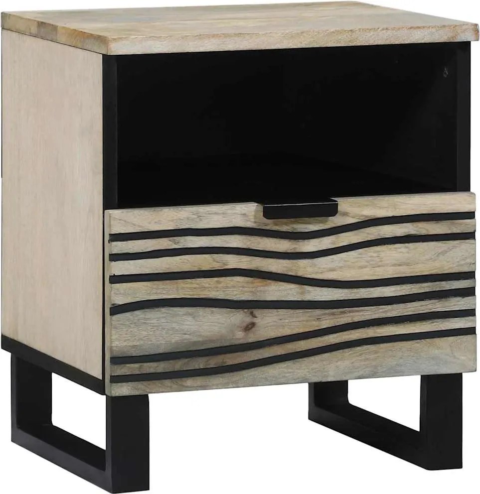 vidaXL Dulap de noapte cu sertar Alb și negru 40 x 33 x 46 cm