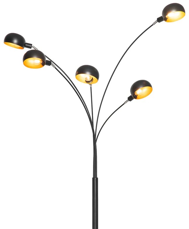 Lampa de podea de design neagra cu aur cu 5 lumini - Sixties Marmo