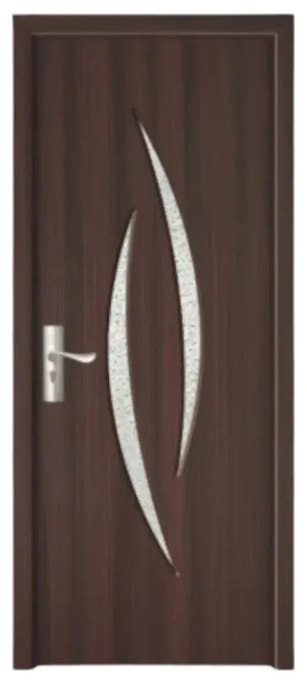 Usa Interior din MDF Novo Doors ND100, Cadru din Lemn Masiv, Geam Sablat, KIT COMPLET, Toc , Manere si balamale incluse (Culoare: Alb, Toc: Fix,