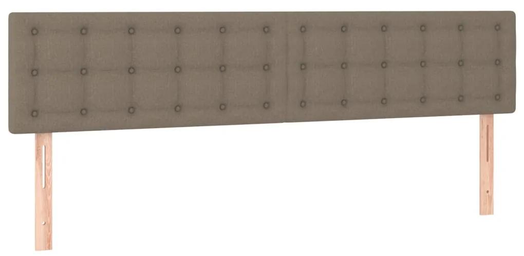Pat box spring cu saltea, gri taupe, 200x200 cm, textil Gri taupe, 200 x 200 cm, Nasturi de tapiterie