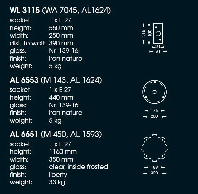 Stalp iluminat exterior din fier forjat H-44cm, AL 6553