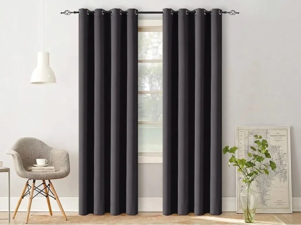 Perdea OXFORD LIGHT 140x270 cm, negru Agatat: Rejansa