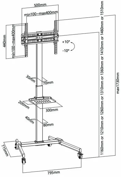 Suport de podea pentru televizor Nedis TVSM5100BK 32-55" negru