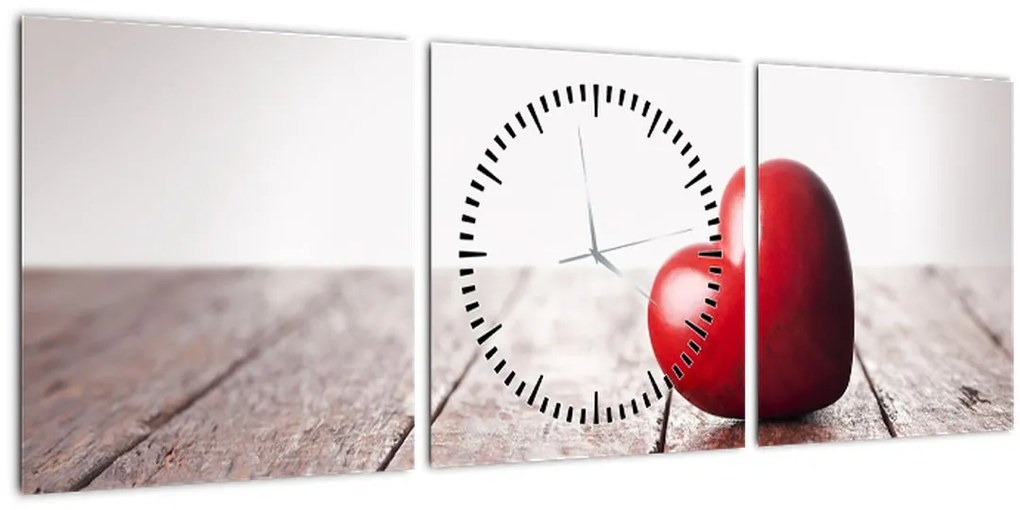 Tablou - Inima din lemn (cu ceas) (90x30 cm)