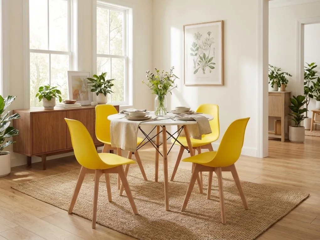 Scaun KITO galben cu picioare de fag