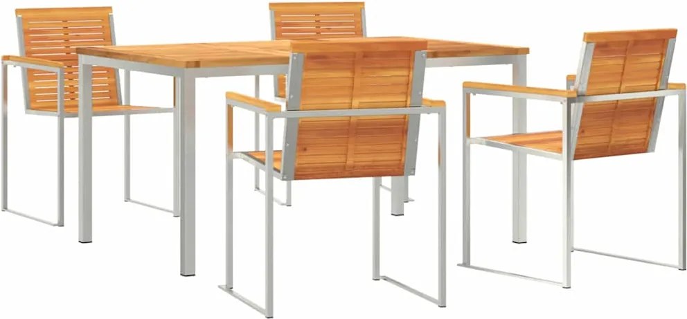 vidaXL Set de masă pentru grădină 5 pcs Maro Lemn Solid de Acacia