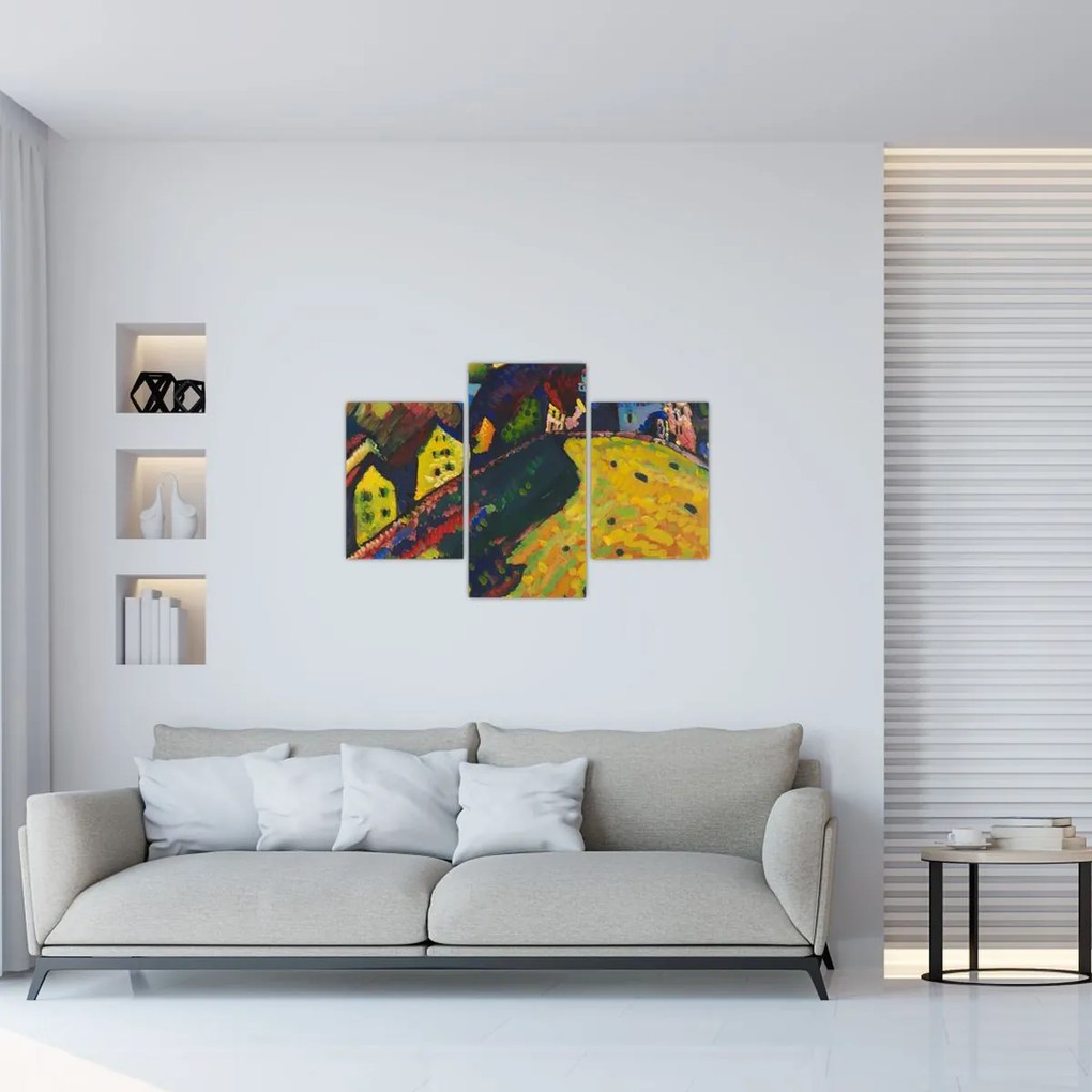 Tablou - Vasily Kandinsky, Houses at Murnau, reproducere (90x60 cm)