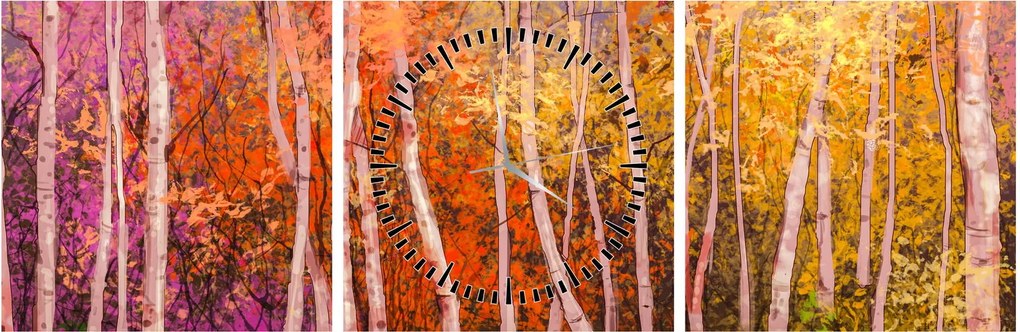 Tablou - Pădurea colorată (cu ceas) (90x30 cm)