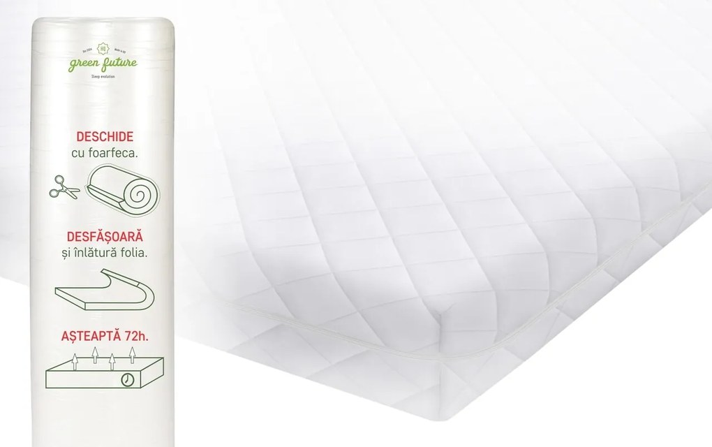Saltea SuperOrtopedica KONFORTA+ 20 cm, 90x200x20cm, Husa matlasata, hipoalergenica, Reversibila, Fermitate Medie