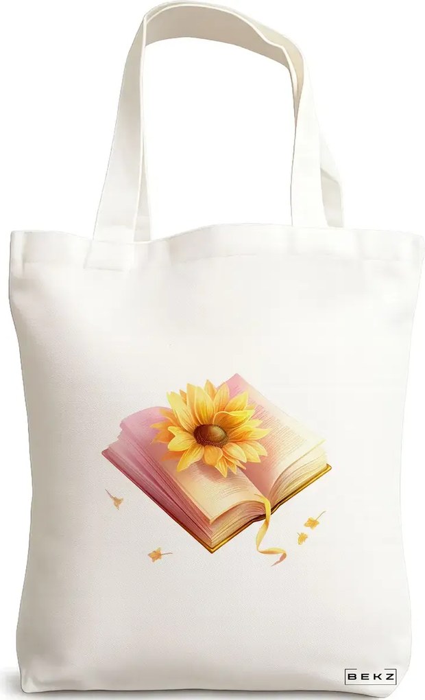 Sacosa de Panza pentru Cumparaturi, Geanta Tote, model Books 46 38 x 34.5 cm, Alba, BEKZ®