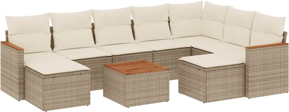 vidaXL Set canapele de grădină cu perne, 10 piese, bej, poliratan