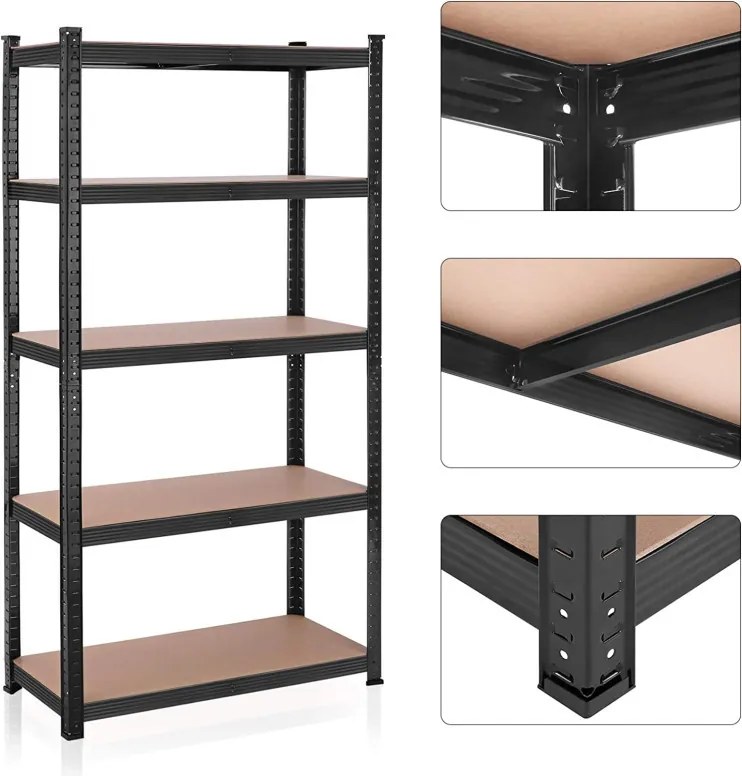 Raft Songmics, 5 rafturi, 180 x 90 x 40 cm, Negru, GLR040B01