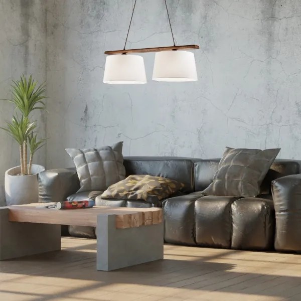 Lustră suspendată pe cablu AIDA, 2xE27/60W/230V, stejar/nuc