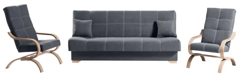 Fotoliu Relaxare GINY Stofa Gri/Fag