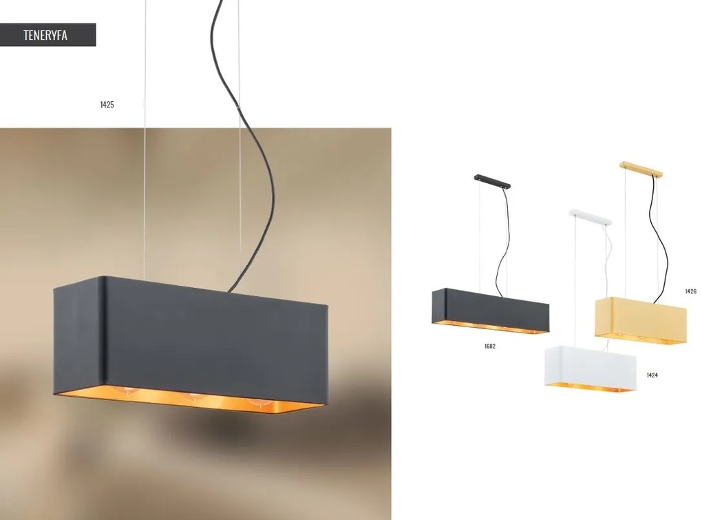 Lustra suspendata design elegant TENERYFA alb/auriu