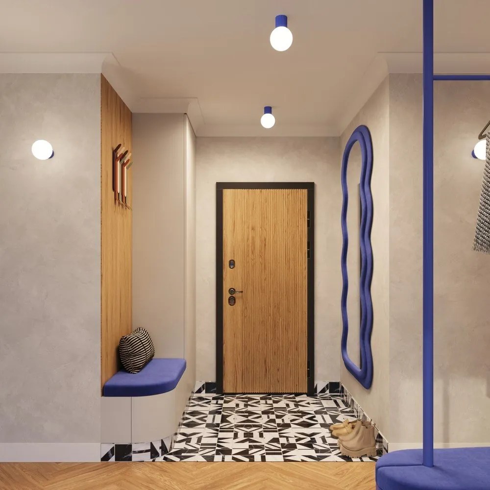 Plafonieră albastră cu abajur din sticlă ø 12 cm Orbital – Sollux