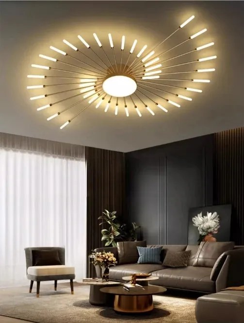 Lustra LED, 3 Tipuri De Lumina, 60W, Auriu