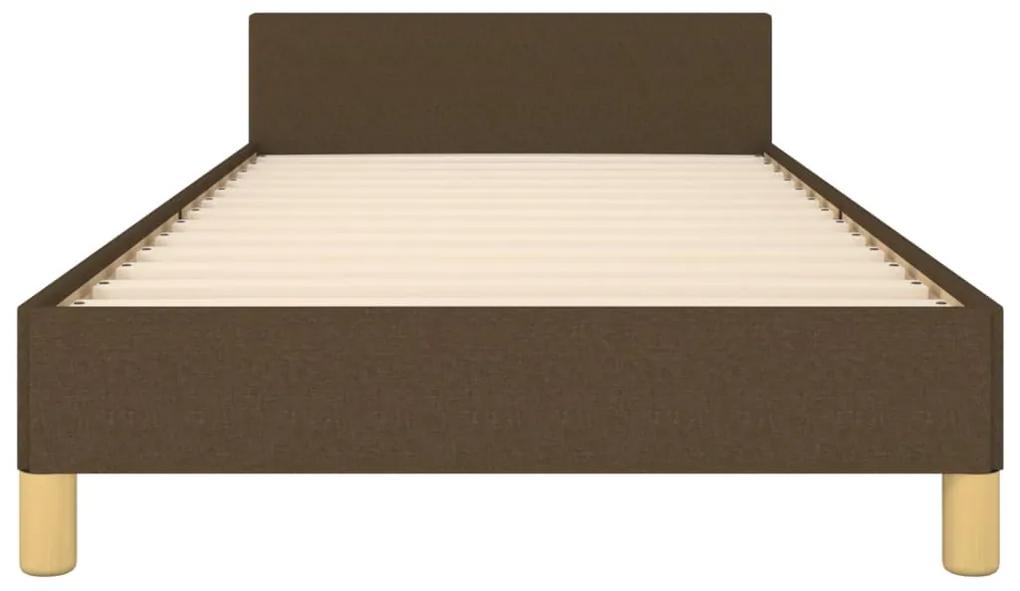 Cadru de pat cu tablie, maro inchis, 90x190 cm, textil Maro inchis, 90 x 190 cm, Nasturi de tapiterie