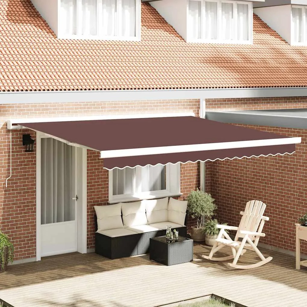 vidaXL Copertină retractabilă manual, maro, 400x300 cm