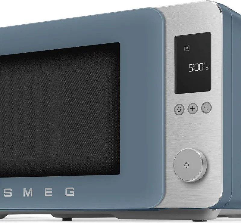 Cuptor cu microunde combinat cu aer cald SMEG Collezione MOC02SBMEU, 900 W, 27 l, 25 de programe, închidere lentă, setări personalizate, albastru