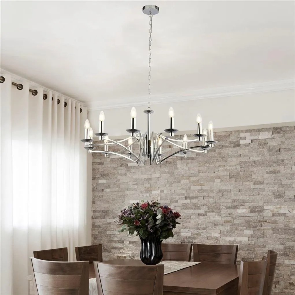 Candelabru clasic cu 12 brate stil elegant Ascot crom