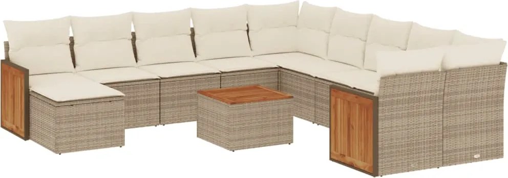 vidaXL Set canapele de grădină cu perne, 12 piese, bej, poliratan