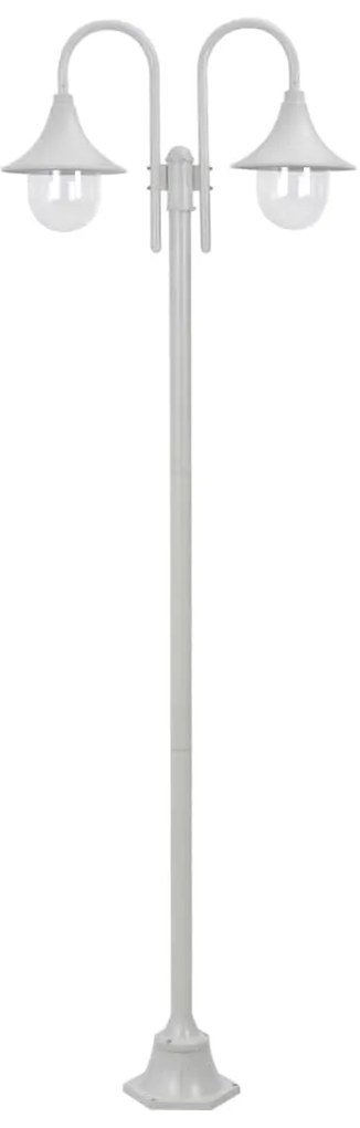 vidaXL Stâlp cu lumini de grădină e27 220 cm, aluminiu 2 lămpi, alb