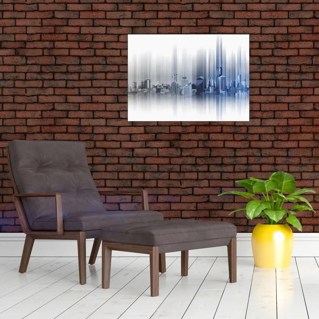 Tablou - Panorama orașului, albastru-gri (70x50 cm)