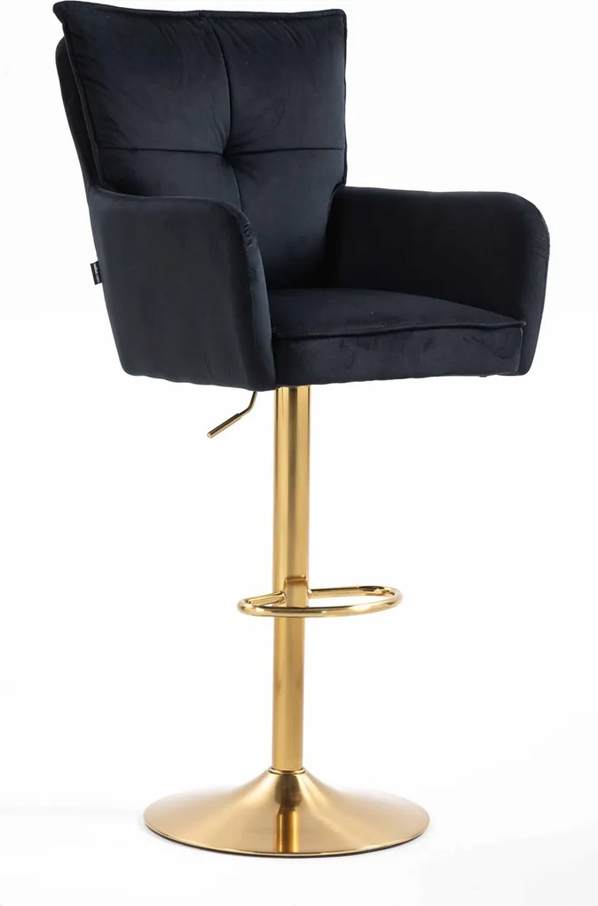 HR250W Scaun Catifea Neagră Bază Aurie