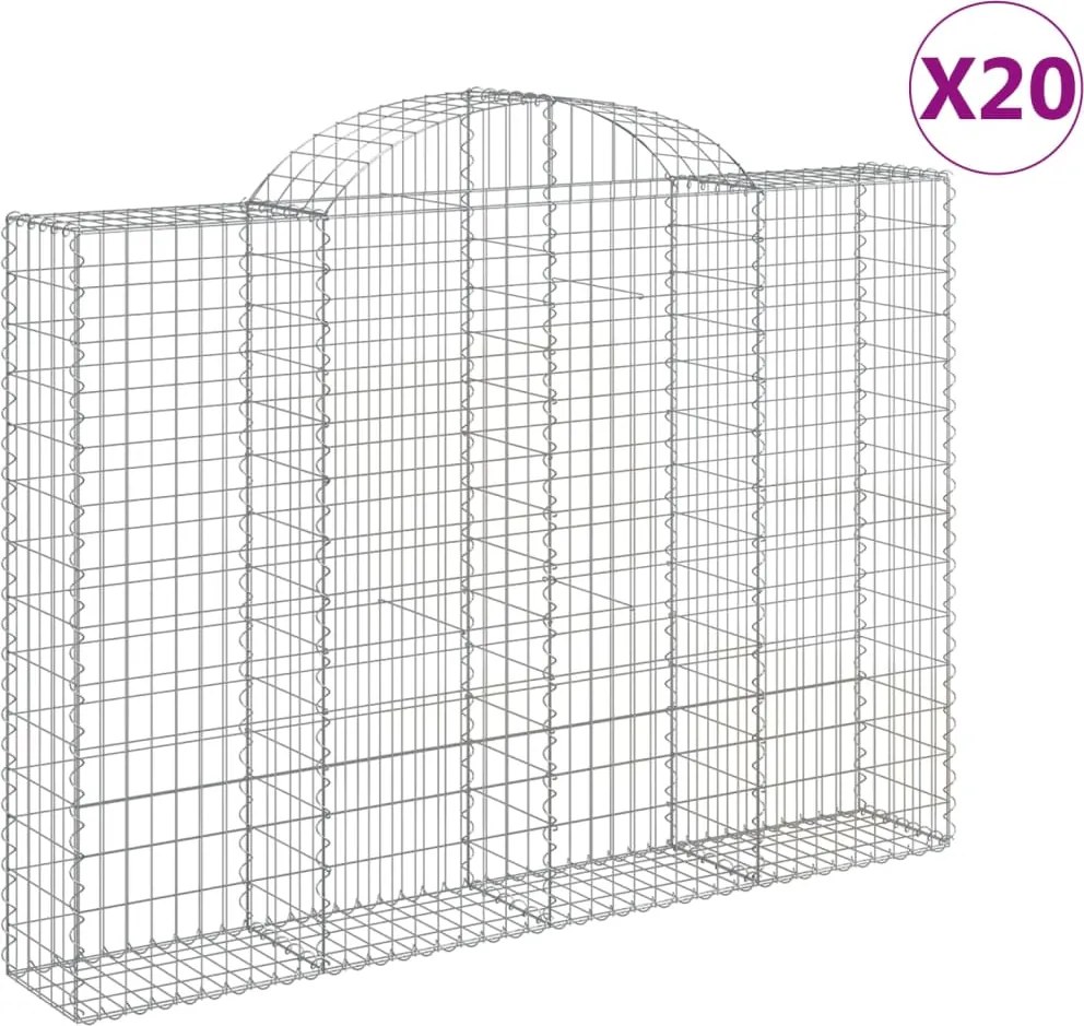 vidaXL Coșuri gabion arcuite 20 buc, 200x30x140/160cm, fier galvanizat