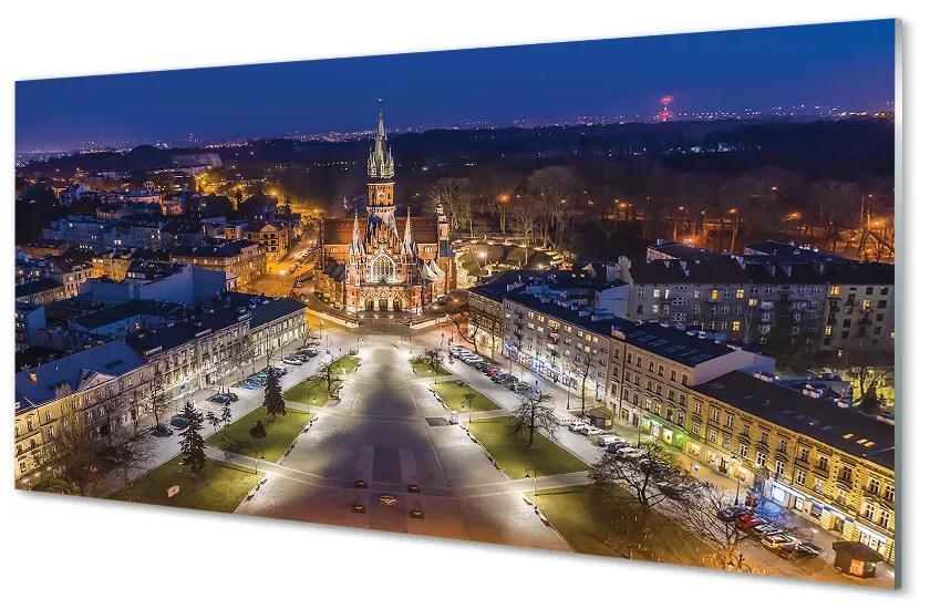 Panouri de sticlă panorama de noapte de biserici Cracovia