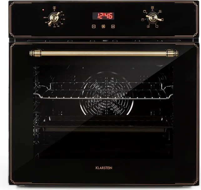 Klarstein Elizabeth, cuptor încorporat, design retro, 6 funcții, 50 - 250 ° C, negru