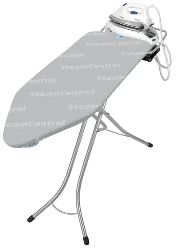 Masa de calcat Brabantia C 90300131, 124x45 cm, 7 pozitii de reglare, Suport generator de abur si fier de calcat, Control abur, Bowl Aqua, Gri