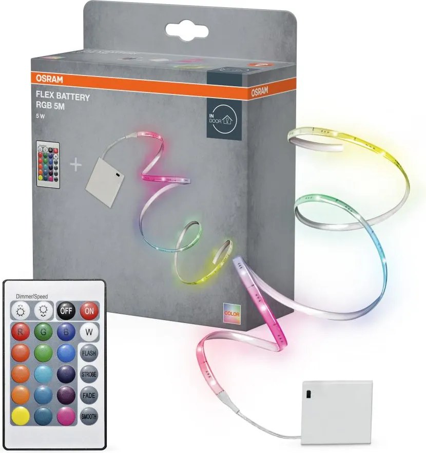 Osram - Bandă LED RGB reglabilă FLEX BATTERY 5m LED/5W/4xAA + telecomandă