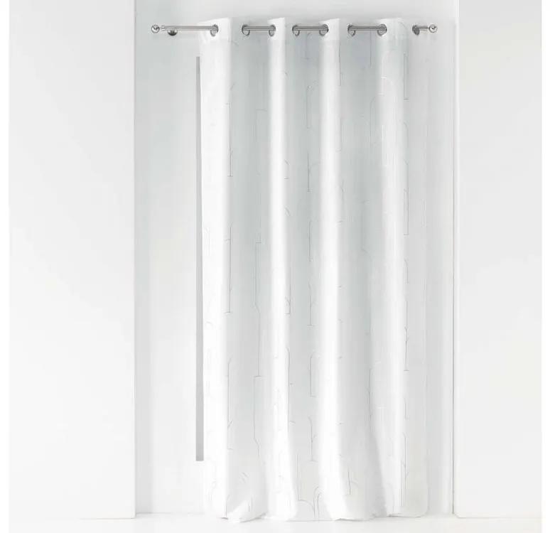 Draperie delicată, finisată în alb, cu un model argintiu 140 x 260 cm