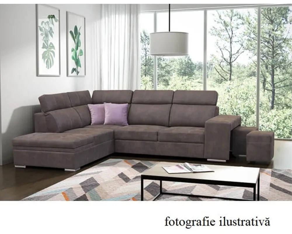 Colţar, material maro/violet deschis, stânga, LANZA