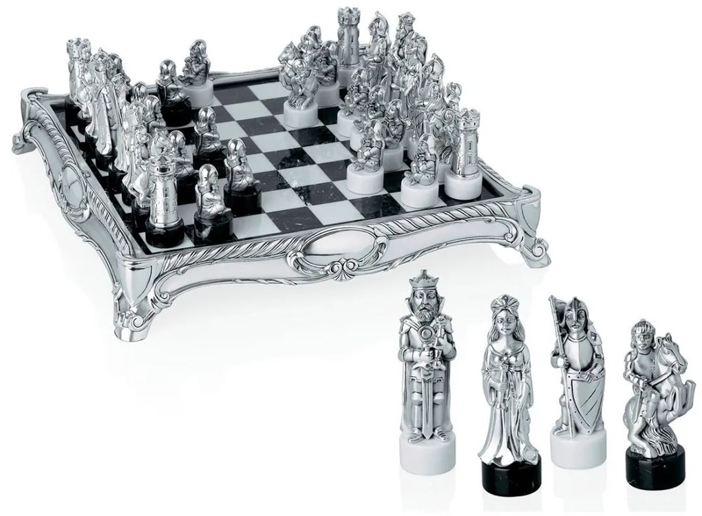 Joc de sah argint si marmura Baroque