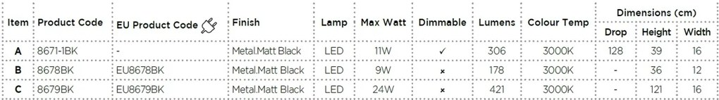 Pendul modern LED Paddle 8671-1BK SRT